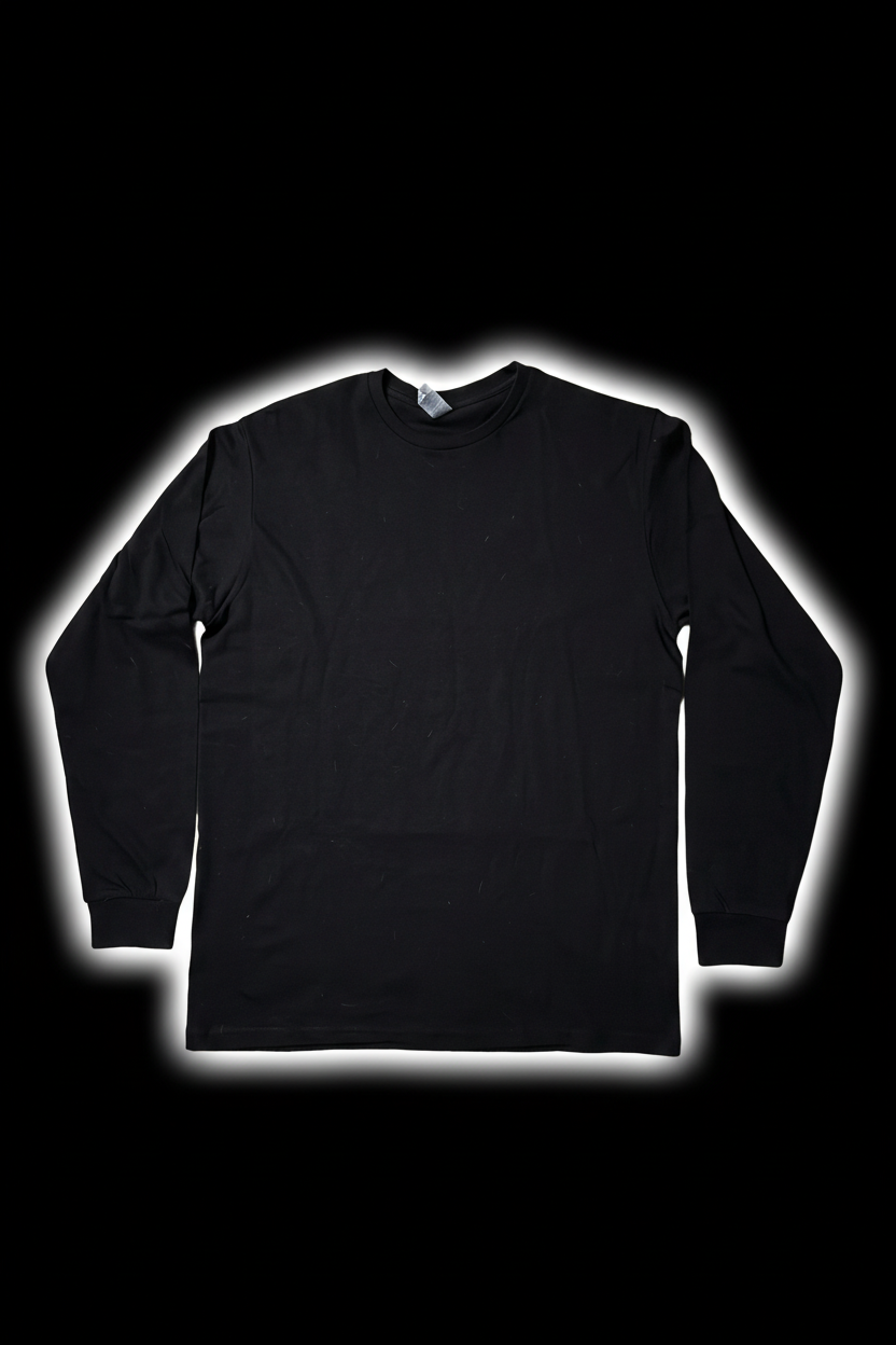Black Long Sleeve Shirt - Front View with Glow
